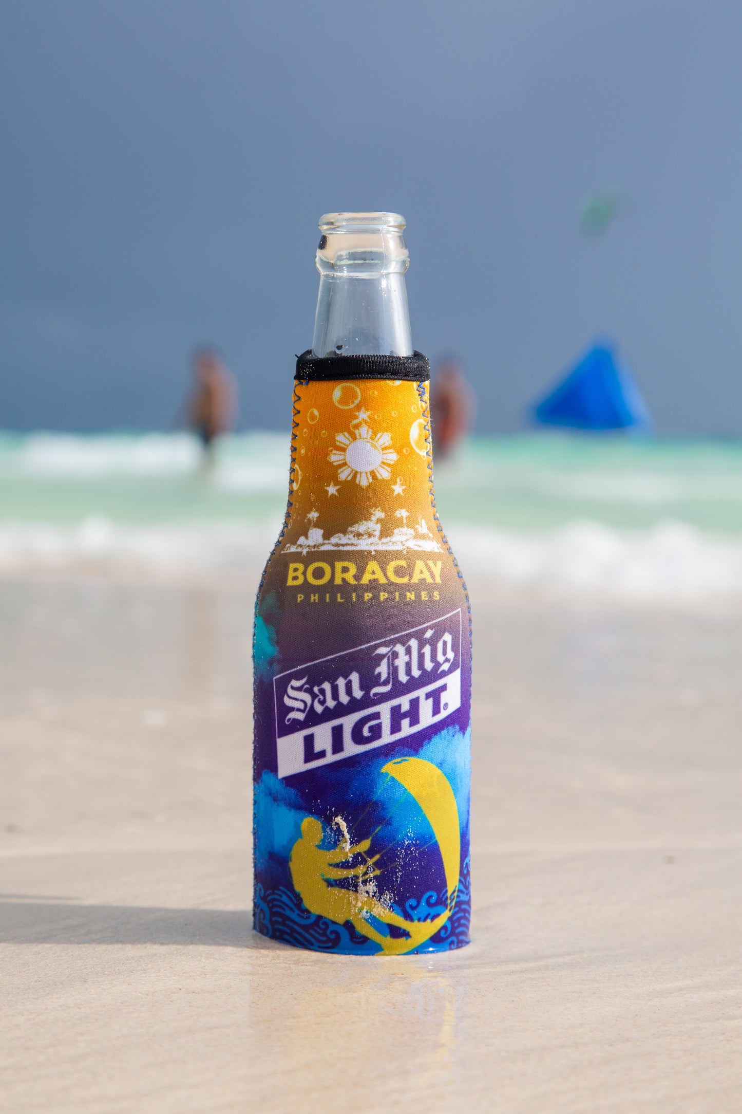 3) Boracay San Miguel Light Signature Koozie with Custom Blue Bottle Opener & Carabiner Combo