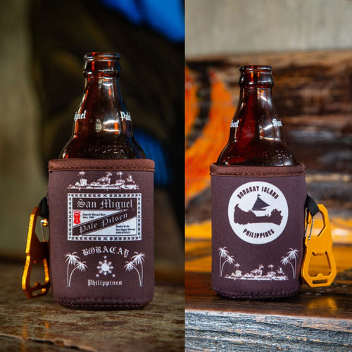 4) Boracay San Miguel Pale Signature Beer Koozie with Custom Gold Bottle Opener & Carabiner Combo