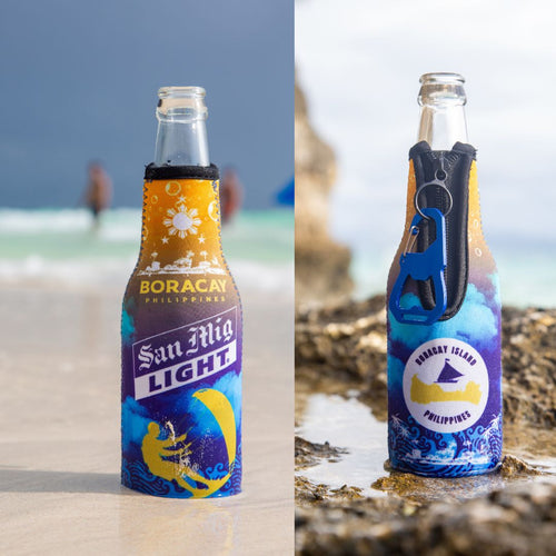 3) Boracay San Miguel Light Signature Koozie with Custom Blue Bottle Opener & Carabiner Combo