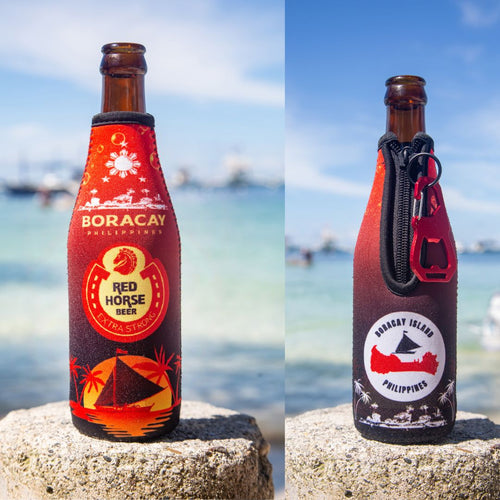 2) Boracay Red Horse Signature Beer Koozie with Custom Red Bottle Opener & Carabiner Combo