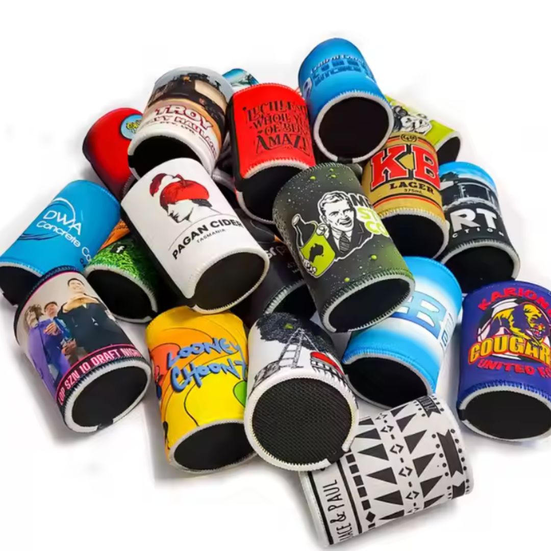 A) Customizable Sublimation Print Koozies for Cans - Contact Us for Bulk Orders